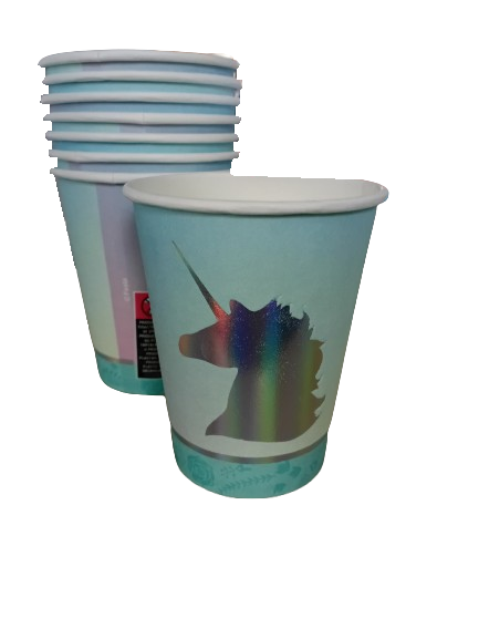 Papierbecher Einhorn blau 8 Stück